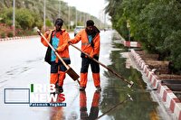 آماده باش ۲۴ ساعته گروه‌های عملیات امور شهری در شرایط بارندگی کیش