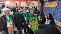 استقبال مردم مرند از پرچم متبرک حرم رضوی