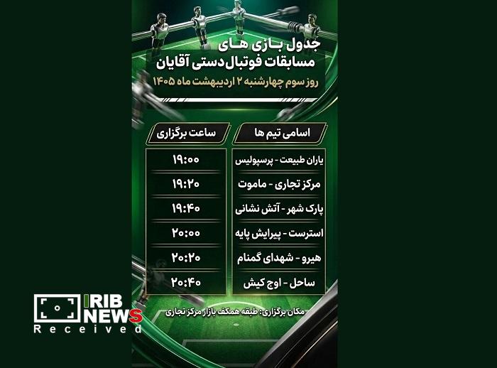جدول مسابقات فوتبال‌دستی آقایان، جام خلیج تا ابد فارس