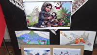 برپایی نمایشگاه آثار نقاشی کودکان بیرجندی به یاد شهدای میناب