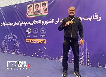 قهرمانی مسعود یگانه، پیشکسوت کشتی فرنگی کیش در رقابت‌های کشور